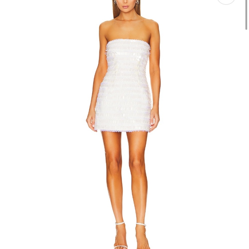 Revolve white embellished/sequin dress: MANON MINI DRESS